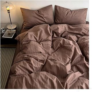MZP Duvet Cover Set 100% Cotton 4-Piece Jacquard Stripe Textured Comforter Cover with Zipper Closure Duvet Reversible Bedding Cover, Fitted: Jacquard Weave and Production Notes