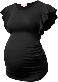 Bhome Maternity Tops Flying Shorts Sleeve Tshirt Side Ruched Pregnant Blouse Casual Pregnancy Tunic: OEM Production and Sizing Notes
