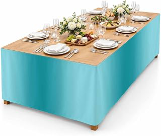 9Ft Table Skirt, Teal Ombre Table Skirt for Rectangle Tables & Round Tables, Decorative Desk Skirts, Modern Abstract Art Farmhouse Gradient: Ombre Dyeing and Production Notes