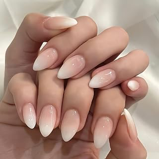 KQueenest Ombre Press on Nails Short Almond - French White Fake Nails Press on, Gradient Acrylic Nails Glue on, Reusable Salon Quality Stick on: Ombre Dyeing and Production Notes