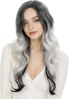 Gray Ombre Wig for Women, Long Wavy Costume Wig: Ombre Dyeing and Production Notes