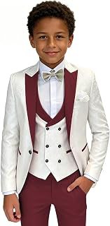 Boys Tuxedo Suit Slim Fit Jacquard Dress Suits for Kids 4 Piece Set: Jacquard Weave and Production Notes