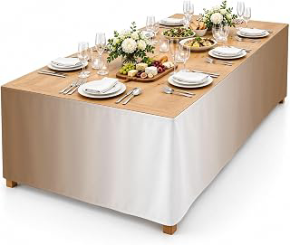 9Ft Table Skirt, Brown Ombre Table Skirt for Rectangle Tables & Round Tables, Decorative Desk Skirts, Modern Gradient Art Abstract Party: Ombre Dyeing and Production Notes