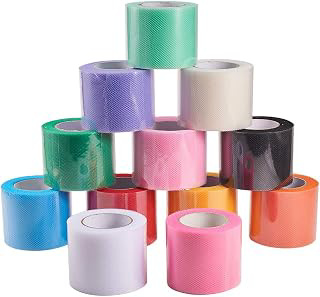 BENECREAT 12 Roll 300 Yards/900FT Rainbow Tulle Fabric Rolls Netting Fabric 2