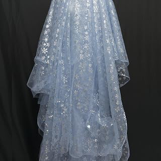 Light Blue Silver Snowflake Glitter Cloth, 59