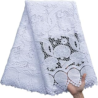 African Lace Fabric 5 Yards, French Jacquard Embroidery Water Soluble Solid White Lace Fabric for Party Wedding Dress: Jacquard Weave and Production Notes