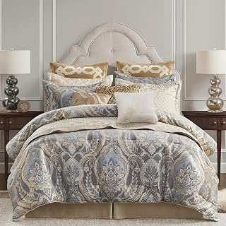 Croscill Classics Julius Chenille Jacquard Queen Comforter Set, Blue/Grey: Jacquard Weave and Production Notes