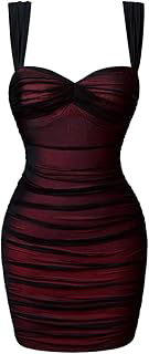 Women Square Neck Sleeveless Bodycon Ruched Mini Dress: Ombre Dyeing and Production Notes