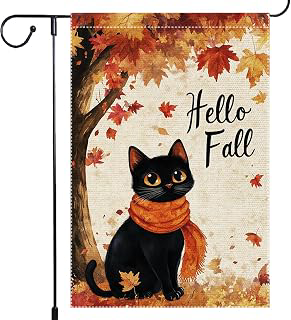 Hello Fall Garden Flag 12 x 18 Inch Vertical Double Sided Burlap, Black Cat Garden Flags Maple Leaves Autumn Banners for Seasonal Yard: Fabric Sourcing and Quality Notes
