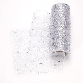 uxcell Moon & Star Tulle Rolls Fabric, 6
