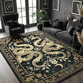 YJ.GWL 6x9 Washable Snake Rug for Living Room, Gothic Large Carpet Black: Jacquard Weave and Production Notes
