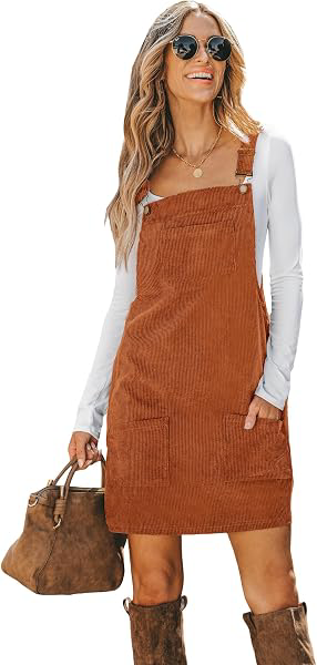Women Corduroy Square Neck Wide Strap Fall Overall Mini Dress: OEM Production and Sizing Notes