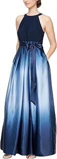 Womens Long Satin Mother of The Bride Dress with Pockets, Formal Party Gown (Petite and Regular Sizes): Ombre Dyeing and Production Notes