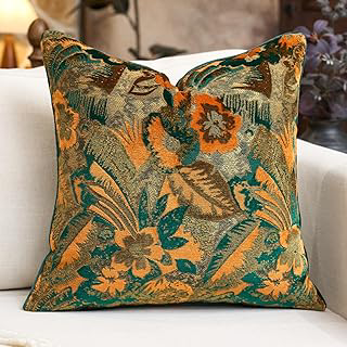 Alerfa Green Neutral Floral Pillow Cover 18 x 18 Inch, Vintage Cut Velvet Square Couch Throw Pillow Cover Soft Decorative Farmhouse Accent: Jacquard Weave and Production Notes
