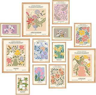 Dazoratix Flower Market Wall Prints - 12 PCs Matisse Room Decor Aesthetic Vintage Floral Collage Kit Nature Posters Art for Teen Dorm Office: Print Design and Production Notes