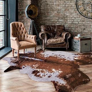 Faux Fur Cowhide Rug 5 x 6.6 ft, Cow Print Area Rug Cute Animal Printed Carpets for Bedroom Living Room Rustic Western Home Decor, No Shedding: Jacquard Weave and Production Notes