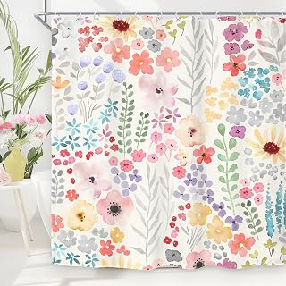Pink Floral Flower Cute Summer Kids Girls Bathroom Shower Curtain Set: Print Design and Production Notes