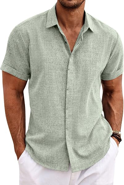 Men's Linen Shirts Short Sleeve Casual Shirts Button Down Shirt for Men Beach Summer Wedding Shirt: OEM Production and Sizing Notes