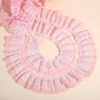 Pink Lace Trim 5 Yard Double-Layer Ruffle Lace Trim for Sewing 5cm Wide Pleated Edge Ribbon Tulle Fabric for DIY Sewing Crafts Pillowcase: Fabric Sourcing and Quality Notes