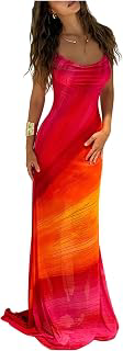 Women's Summer Criss Cross Tie Backless Cami Dress Beach Vacation Maxi Dresses: Ombre Dyeing and Production Notes