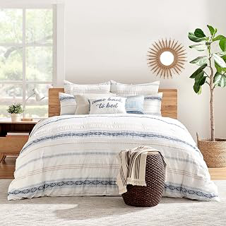 Levtex Home - Pickford Duvet Cover Set - King Duvet Cover + Two King Pillow Cases - Blue, Taupe, Off-White - Jacquard Tribal - Duvet Cover (106: Jacquard Weave and Production Notes