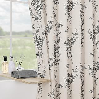 Black Linen Farmhouse Shower Curtain, Boho Floral Bathroom 72x72: Print Design and Production Notes