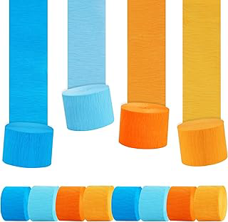 BEISHIDA 8 Rolls Blue and Orange Crepe Paper Streamers for Bluey Birthday Party Decorations Wedding Baby Shower DIY Craft Paper(1.8 Inch x 82: Ombre Dyeing and Production Notes