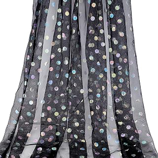 FINGERINSPIRE 2.19Yard Black Dot Tulle Fabric 63Inch Wide Nylon Sheer Polka Material with Iridescent Big Dots Foil Dot Tulle Fabric for Tutu: Ombre Dyeing and Production Notes