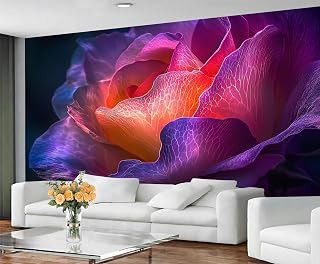 Fantasy Floral Wall Murals - Ombre Flower Mural Wallpaper, Aesthetic Wallpaper Mural, Floral Murals for Living Room Bedroom - 157