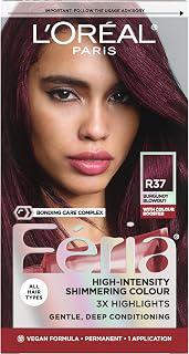 L'Oreal Paris Feria Multi-Faceted Shimmering Permanent Hair Color, R37 Blowout Burgundy (Deep Burgundy), Pack of 1, Hair Dye: Ombre Dyeing and Production Notes