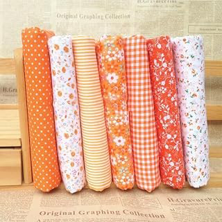 7Pcs Top Orange Cotton Craft Fabric Bundle Squares Patchwork DIY Sewing Scrapbooking Quilting Floral Dot Pattern Craft and Hobby, Hobby Fabric: Fabric Sourcing and Quality Notes