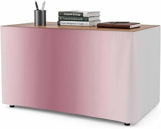 8Ft Table Skirt, Pink Grey Ombre Table Skirt for Rectangle Tables & Round Tables, Decorative Desk Skirts, Farmhouse Gradient Minimalist Party: Ombre Dyeing and Production Notes