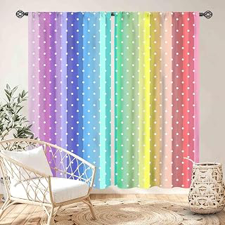 Colorful Rainbow Girls Ombre Bedroom Window Curtains 2 Panels,52X63 Inch: Ombre Dyeing and Production Notes