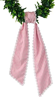 DYSHAYEN Wreath Sash for Front Door, Pink Plaid with White Trim: Fabric Sourcing and Quality Notes