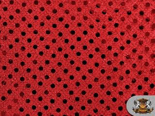 Small DOTS Sequin HOT RED Fabric / 42