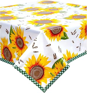 Sunflower Oilcloth Tablecloths with Green Gingham Trim (48x84): Fabric Sourcing and Quality Notes