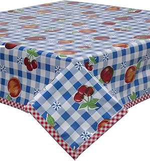Oilcloth Tablecloth Fruit and Gingham Blue - You Pick the Size!: Fabric Sourcing and Quality Notes