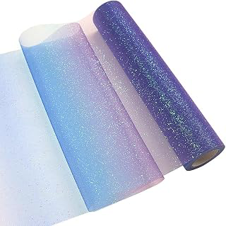 Rainbow Glitter Tulle Rolls 11.8 inch x 10 Yards (30 feet) for Bow Skirt Sewing Crafting Fabric Wedding Halloween Party Gift Ribbon, Background: Ombre Dyeing and Production Notes