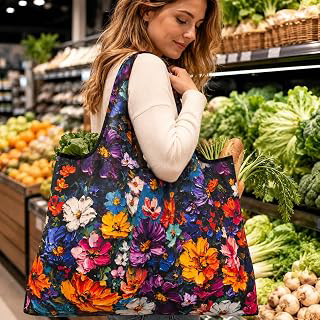 Foldable Tote Bag for Women, Water-Resistant Bee Print Grocery Shopping Bag: Print Design and Production Notes