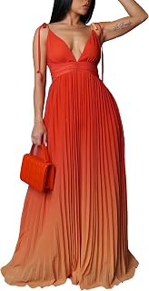 Maxi Dress for Women Gradient Sexy Summer Beach Pleated Long Party Dresses: Ombre Dyeing and Production Notes