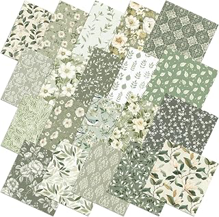 Ganeen 60 Pcs 10 x 10 Inch Cottagecore Sage Green Quilting Fabric Squares: Print Design and Production Notes