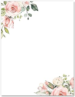 60 Sheets Floral Stationery Letterhead Paper Double-Sided Print Pink Flower Letter Writing Paper Spring Greeting Note Papers for Wedding Bridal: Print Design and Production Notes