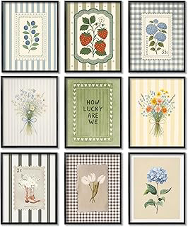 Vintage Floral Art Set of 9, Cottagecore Botanical Prints 8x10 Unframed: Print Design and Production Notes