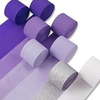 PartyWoo Purple Crepe Paper 8pcs 656 FT Lavender Light Silver Streamers: Ombre Dyeing and Production Notes