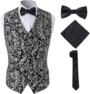 4 Pieces Precious Jacquard Paisley Suit Silvery Vest for Men,Silvery,3XL: Jacquard Weave and Production Notes