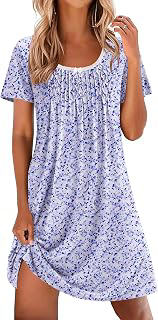 Nightgowns for Women Pleated Sleep Shirts Short Sleeve Night Shirts: Print Design and Production Notes