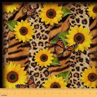 Sunflower Plant Print Girls DIY Fabric by The Yard for Children Woman Craft Lovers,Butterfly Leopard Wild Animal Theme,Decorative DIY Fabric for: Fabric Sourcing and Quality Notes
