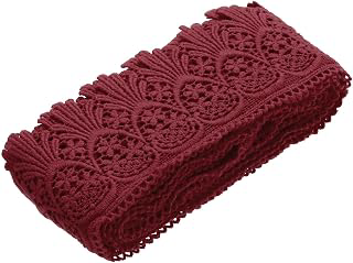 MECCANIXITY Cotton Lace Trim Vintage Crochet 3inch x 3yard Wine Red Stretch Lace Edge Ribbon for DIY Scrapbooking Clothes Curtain Slipcover: Jacquard Weave and Production Notes