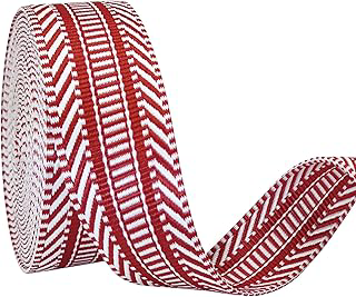 Red White Jacquard Cotton Webbing 1.5