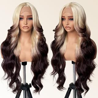 FABÉLLE Light Blonde Ombre Body Wave Wig 30 Inch HD Lace Front Synthetic: Ombre Dyeing and Production Notes